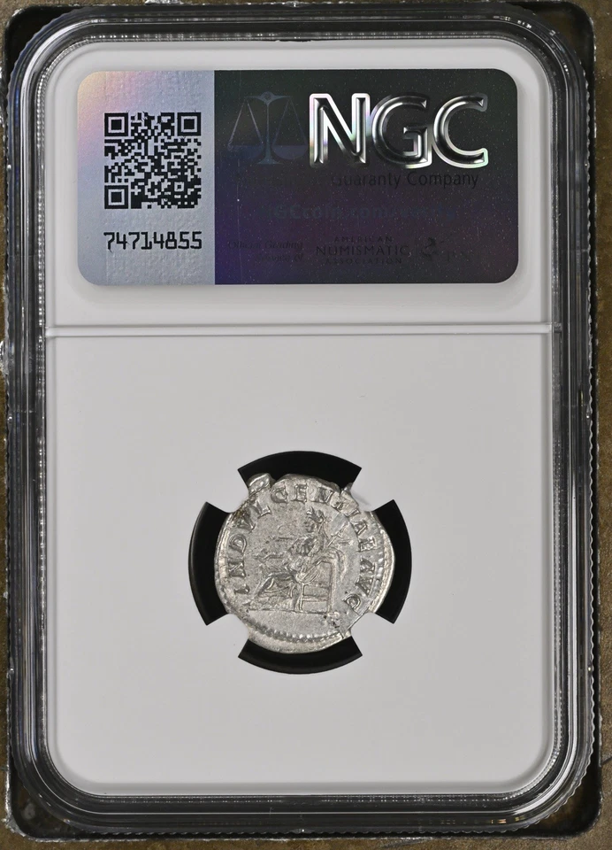 NGC Ch VF Denarius Caracalla AD198-217 NGC Certificado de Antiguos - Elección Muy Fina Foto 2 de 4