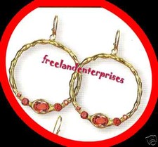 Earring Bejeweled Hoop Earrings Berry RED Valentine Color NEW