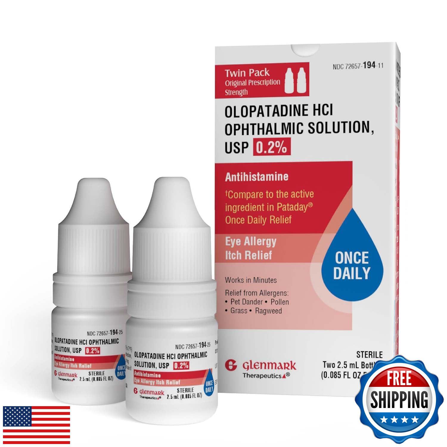 Glenmark Therapeutics Once Daily Olopatadine Eye Drops for Allergies, Redness
