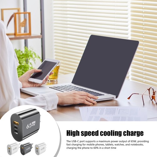 Multiple Ports 65W PD Port USB-A Type C Port Wall Fast Charger Plug Adapter - Photo 2 sur 16