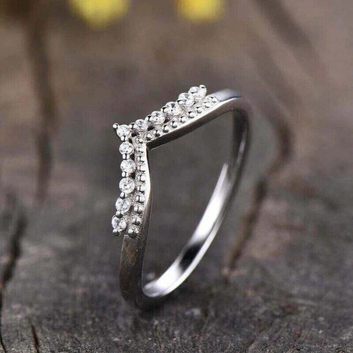 1.50Ct Round Cut Lab-Created Womens Wedding Band Ring 14K White Gold Plated - Picture 2 of 5