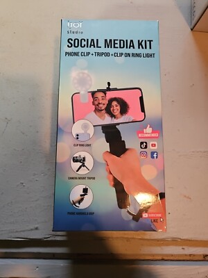 Studio Social Media Kit (3 in 1) Phone Clip + Tripod + Clip on Ring Light