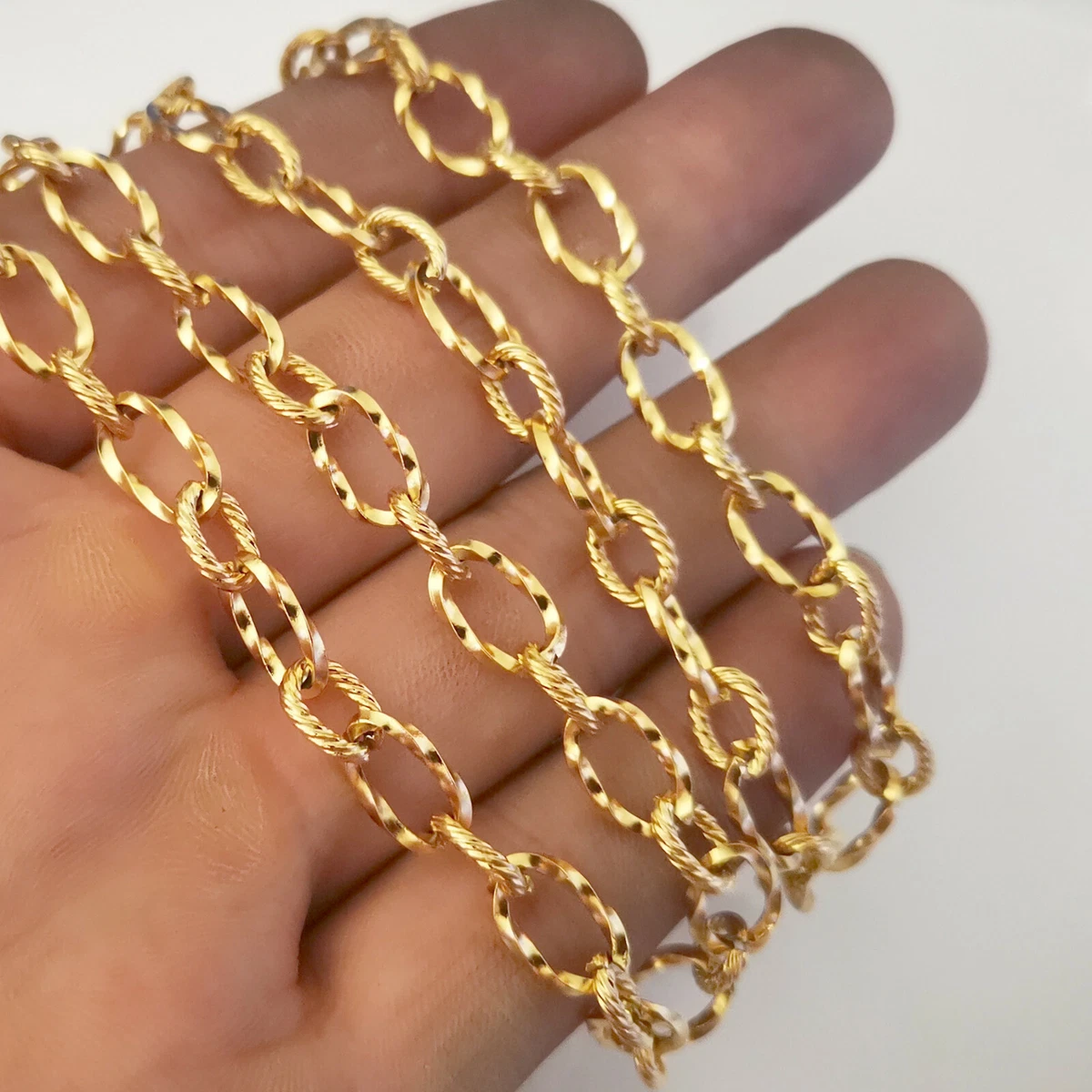 Embossed pattern Stainless Steel Twist Chains Bulk for DIY Jewelry Making chain