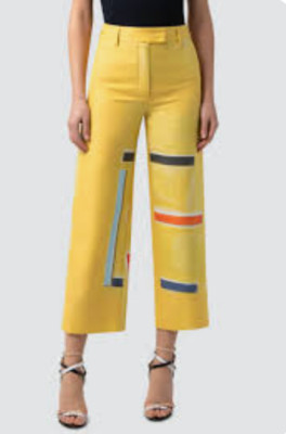 Akris Christelle Double-Face Letter-Print Wide-Leg Crop Pants SZ 40= US 8 - NWOT