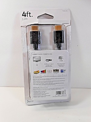 General Electric 33573 4 Feet Gold HDMI Cable GE in distressed Packaging