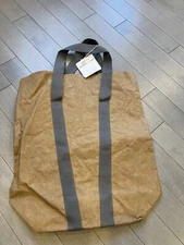 Trader Joe’s Reusable Washable Paper Tote Shopping Bag grey Handles New