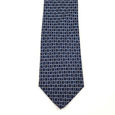 TOMMY HILFIGER Tie Blue Chain Link 100% Silk Men's Necktie 59" x 4" MADE IN USA