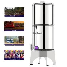 Gravity-fed Water Filter System,w/ Upgrade 3 Black Carbon Filters, 9000Gallon