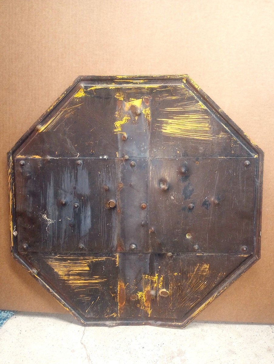 Vintage Yellow Stop Sign w/ Oval Shape Reflectors - Some Vintage Yellow Stop Sign w/ Oval Shape Reflectors - Some