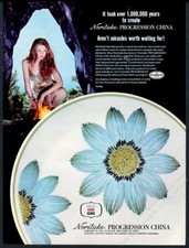 1970 cave woman photo Noritake Progression China flower plate photo print ad