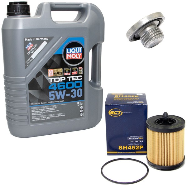 MotoröL Set 5W-30 5 Liter + ÖLfilter SH 452 P + Schraube FüR Opel Vectra B 147PS-image