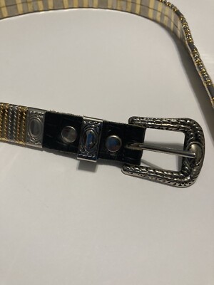 Jose Cotel Paris France Vtg Belt Silver Gold Links‎ White Leather Jose Cotel Paris France Vtg Belt Silver Gold Links Leather  main image 4
