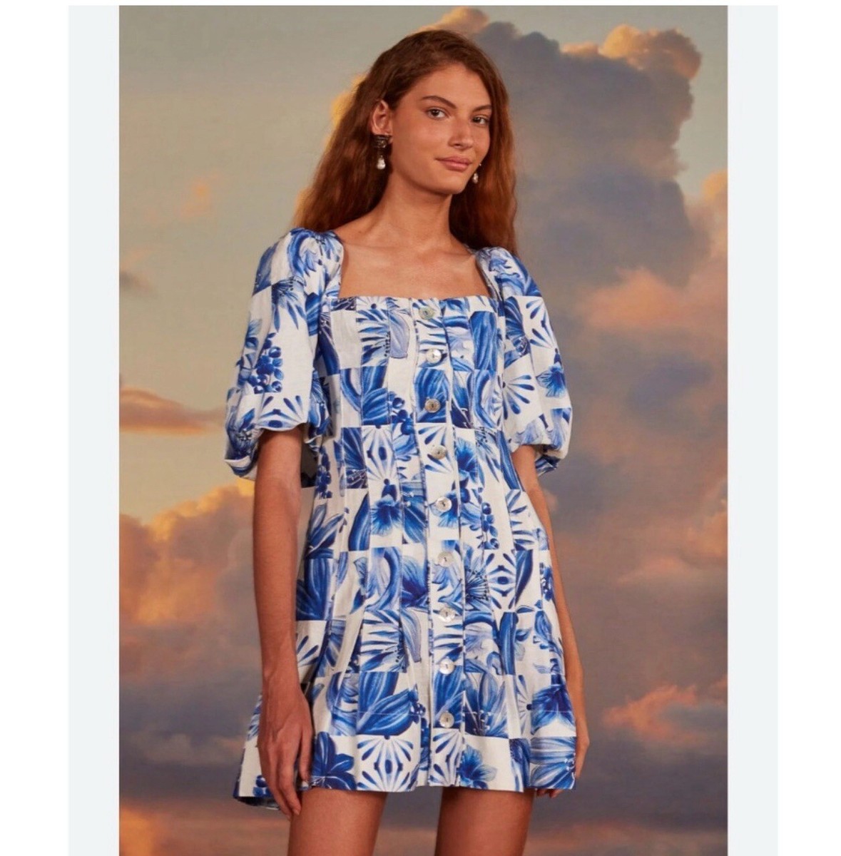 pink tiered maxi dress Floral The Holland fits true SP26 RTW Herby Green Goddess Dressing Color:Light Turquoise