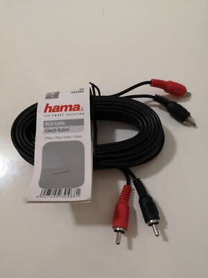 Hama RCA Cinch Kabel 5m 2/2 M/M Schwarz Neu