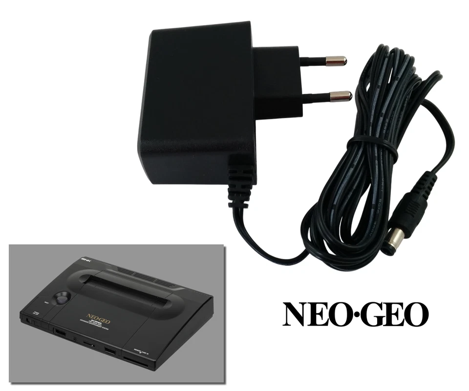 RETRO GAME SUPPLY Power Supply for SNK Neo Geo AES Pro-Pow3 & Pow-E - Cable 2m EU Plug AC Adapter