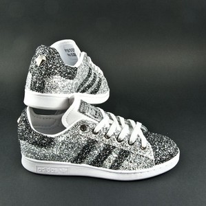 scarpe adidas stan smith glitter argento e grigio antracite anche sulla  punta | eBay