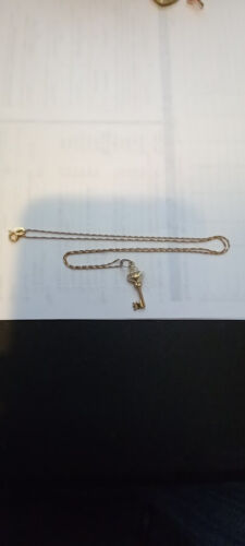 14k gold necklace & skeleton key pendent