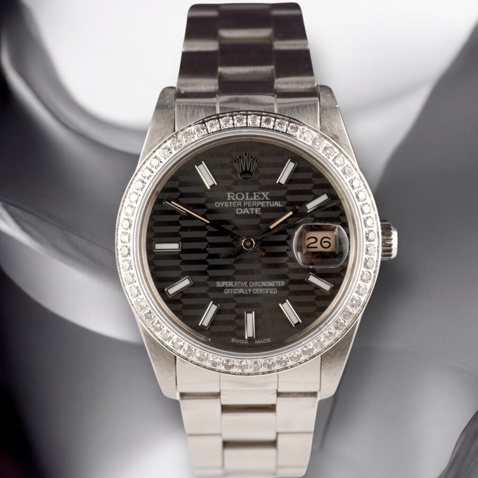Rolex Date 1ct Grey Steel Oyster