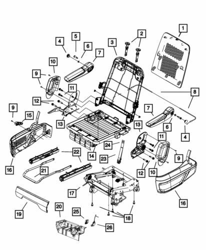 Protector de elevador de asiento para Chrysler Town & Country 2011-2016 (N/P 1UR32HL5AA)