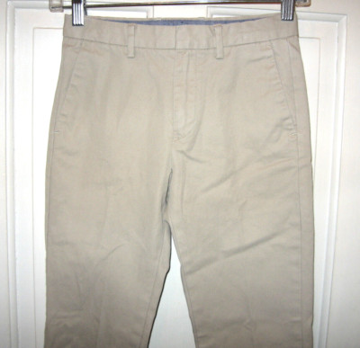 CREWCUTS BOWERY PANTS SZ 8 SLIM X23'' LIGHT BEIGE ADJUSTABLE WAIST COTTON CHINO