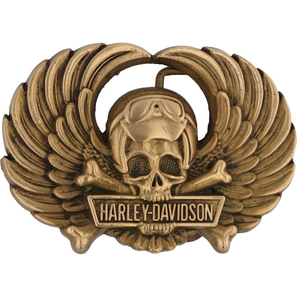 Brass Harley Davidson Winged Aviator Skull Motorcycle Biker