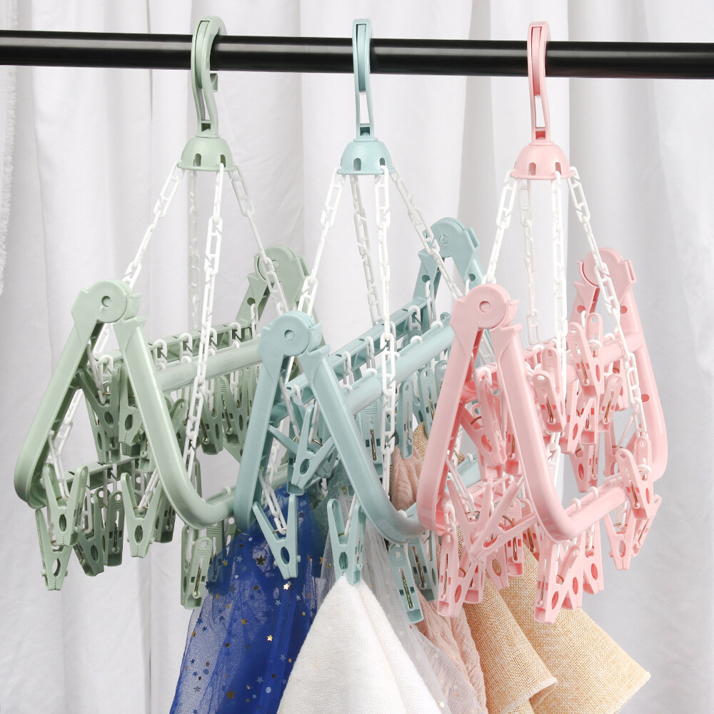 2Pack 32 Peg Dryer Washing Line Airer Clothes Horse Underwear Socks