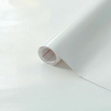 STICKY BACK PLASTIC VINYL WRAP FABLON GLOSSY WHITE SELF ADHESIVE FILM FAB10031