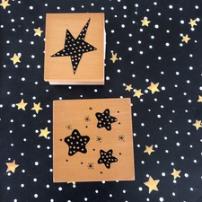 Stars Night Sky Set 2 Pcs Wood Mount Rubber Stamps Great Impressions Starbursts