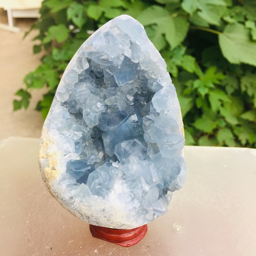 560g Natural Blue Celestite Geode Egg Quartz Crystal Mineral Specimen Healing - Picture 3 of 10