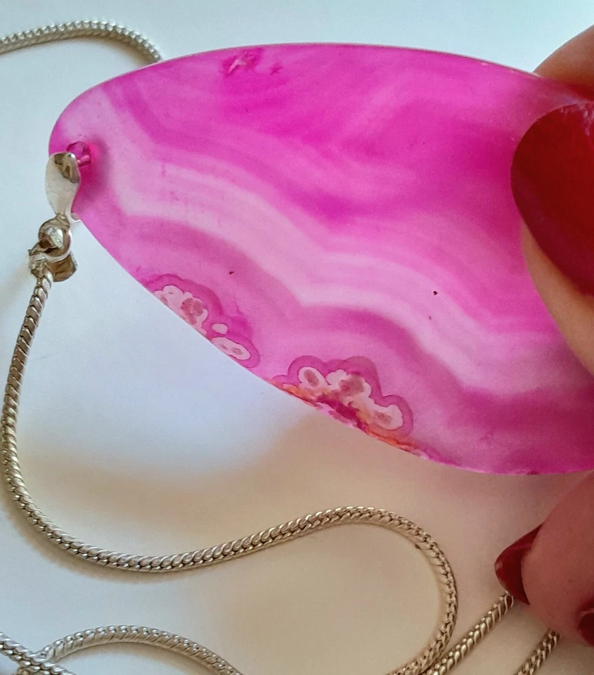 COLLANA GOCCIA AGATA SAKURA - CON FIORI DI CILIEGIO ALL'INTERNO - IN ARGENTO 925 - Immagine 3 di 4