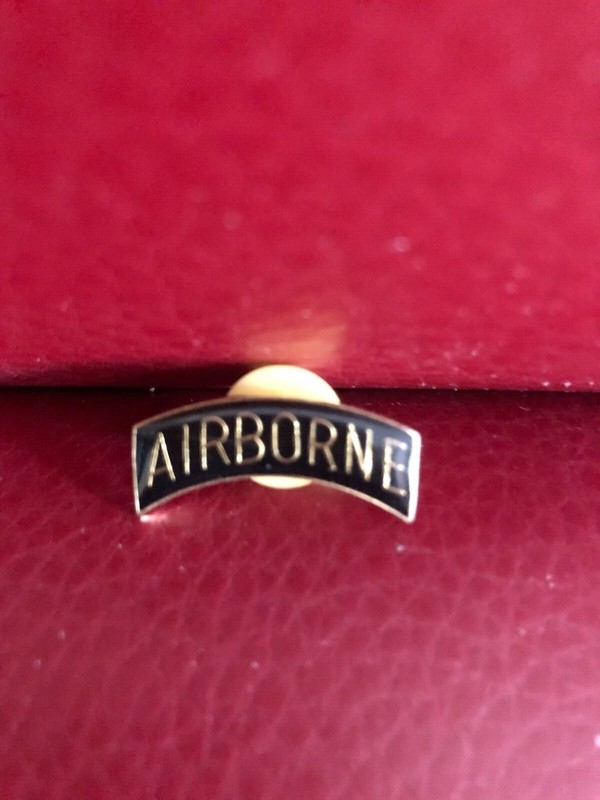  United States Army Airborne Tab Black Enamel 1 1/6" Lapel Pin Mint Condition
