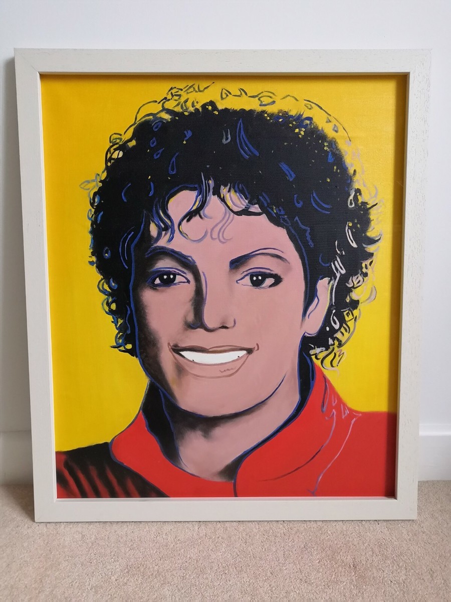 マイケル・ジャクソン(MJ)のサイン入りイラスト・Andy Warhol 作 Michael Jackson Andy Warhol Style Oil Painting. Pop Art