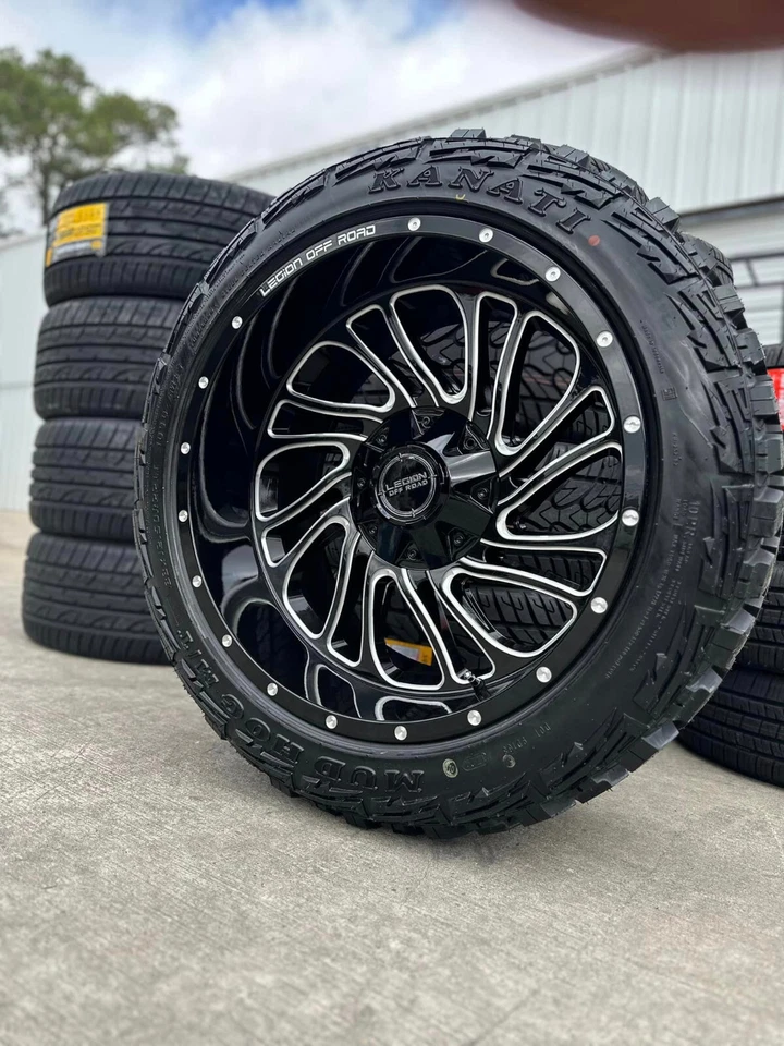 22x12 LEGION OFF ROAD Wheels Rims 33" MT Tires Package 8x170 Ford F250 F350 - Image 2 of 4