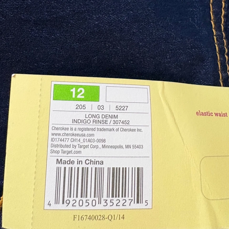 Cherokee Jeggings Lavado Oscuro Denim Look Pull On Cintura Elástica Niñas Talla 12 Foto 3 de 4
