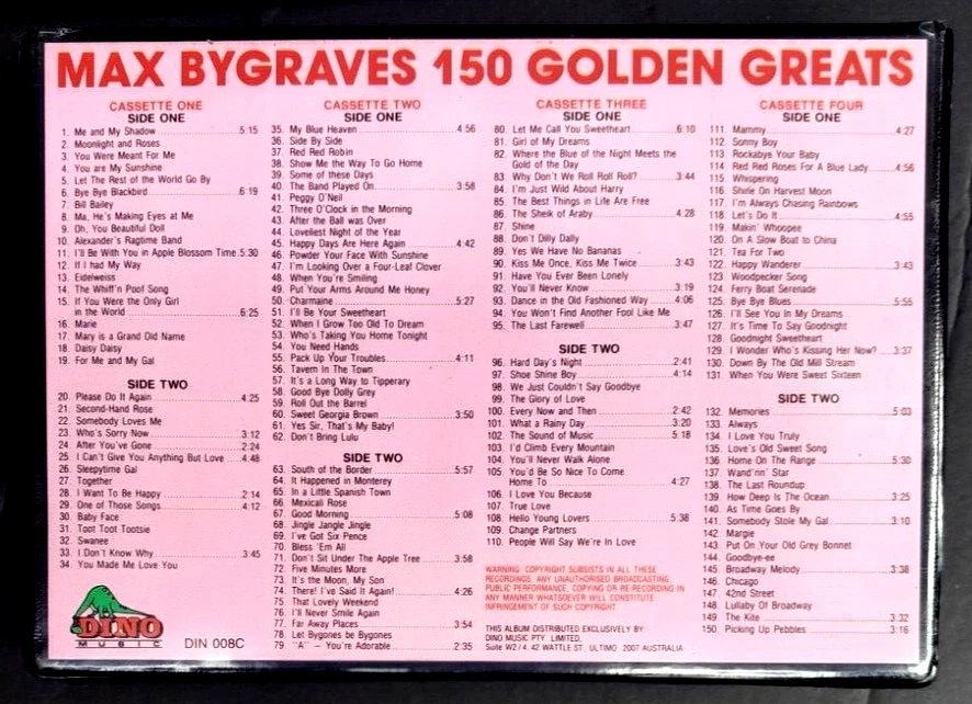 MAX BYGRAVES: 150 GOLDEN GREATS / SPECIAL OFFER, 4 AUDIO CASSETTES BOX SET - GC. - Image 2 of 4