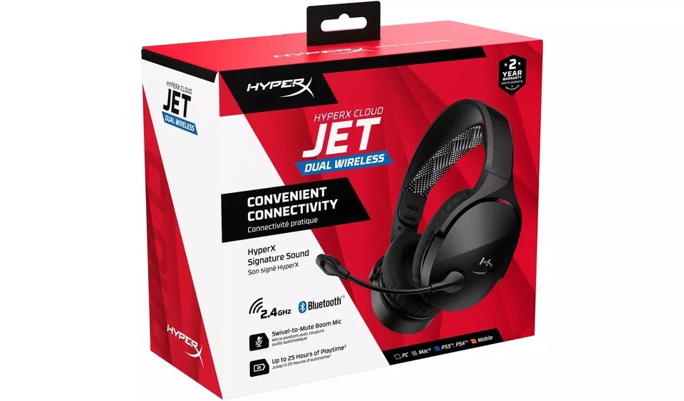 HyperX Cloud Jet Dual Wireless- 2.4GHz Bluetooth Headset PC PS4/PS5 Switch 2 New - Image 2 of 4