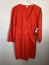 Old Navy Women's L Reddish/Orange Long Sleeve Wrap Dress NWT