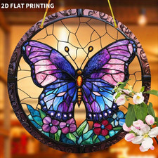 Acrylic Sun Catcher Purple Butterfly Colorful Hanging Decor for Home Garden Gift