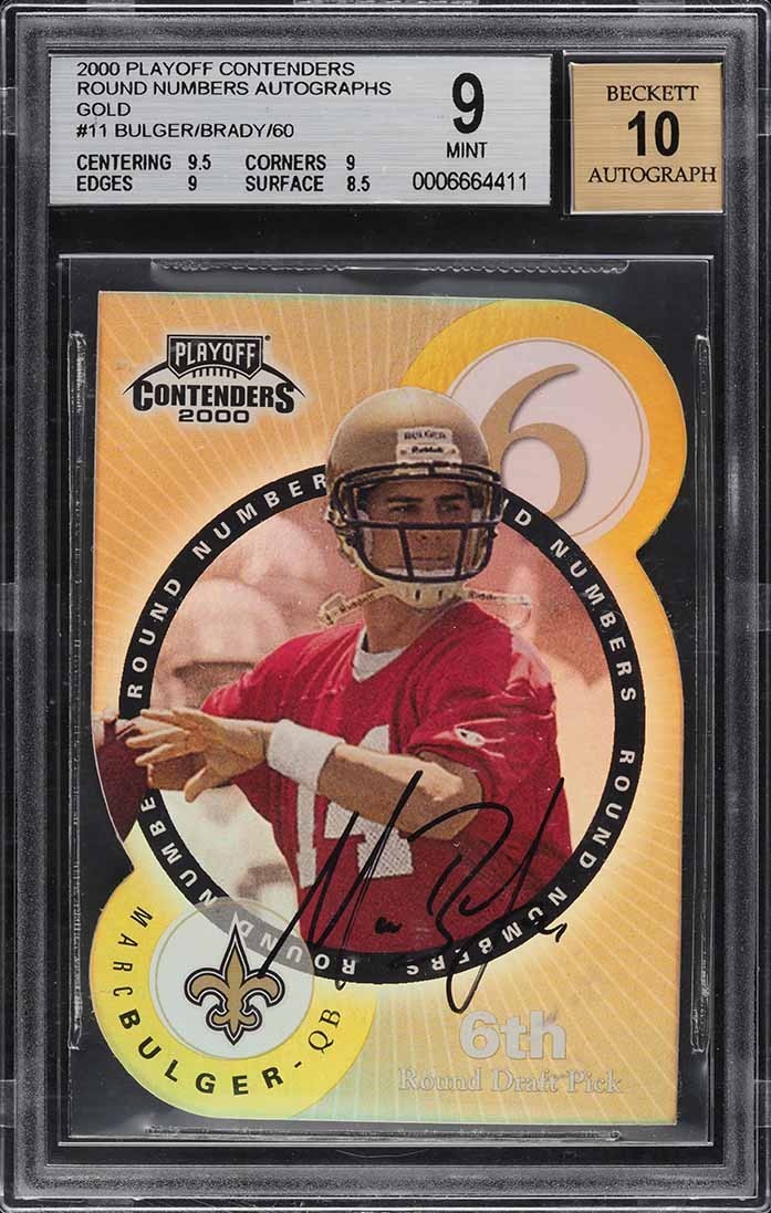 Tom Brady 2000 Playoff Contenders Round Numbers GOLD /60 ROOKIE BGS 9 AUTO 10  view 2
