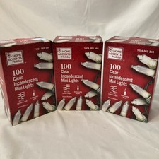 Lot of 3 Home Accents Holiday 100 Clear Incandescent Mini Lights Green Wire