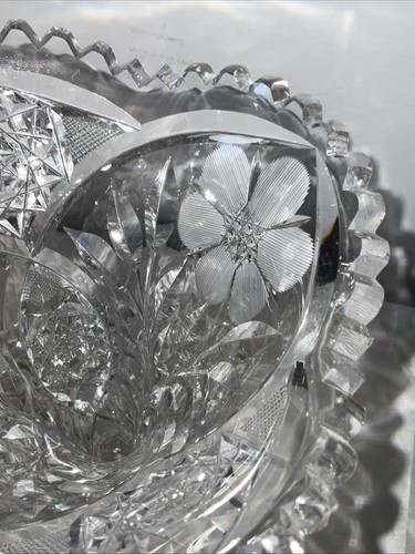 Vtg Cut Glass 12” Fluted Stem Flower Vase - Picture 10 of 16