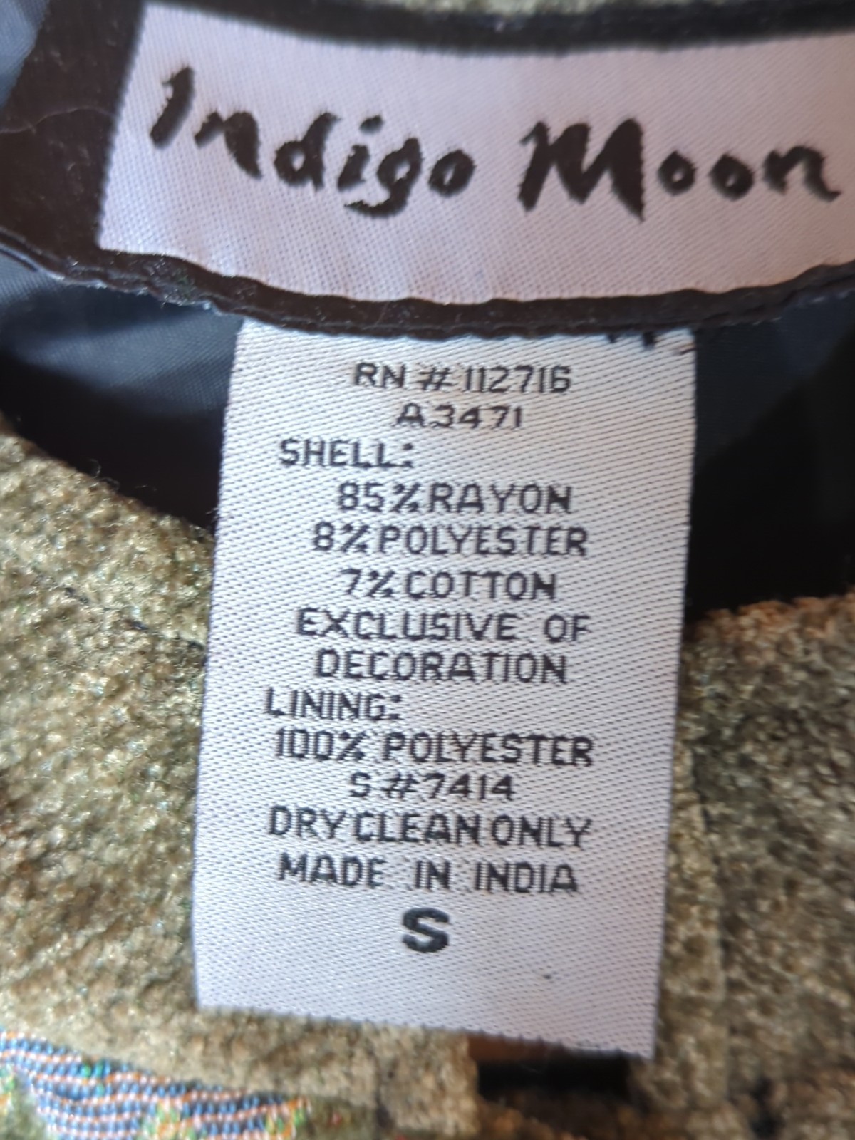 Indigo Moon Jacket Sequined Patchwork Art to wear… - image 4