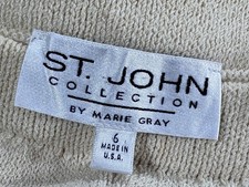 Vintage St John Santana Knit Cream Ivory Pant Pockets Elastic Waist 6