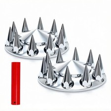 Chrome Hub Cover Front Axle Cover 33mm Spiked Thread-on Kit For Semi Truck Chrome Hub Cover Front Axle Cover 33mm Spiked Thread-on Kit For Semi Truck
