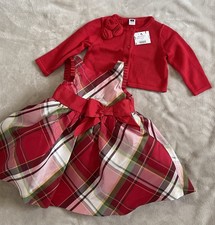 Janie  Jack Silk Holiday Dress Special occasion  Matching Sweater 12-18 M- NWT