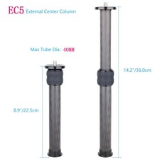 40MM Carbon Fiber Center Column Add-On 2 Section Tripod Monopod Extension Tube