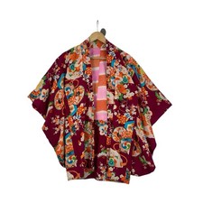 Vintage 70s KIMONO TEMPLE FLORAL JAPAN Traditional Geisha