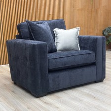 'Chelsea' Love Chair Derwent Denim Blue Chenille Fabric Classic Back  Armchair