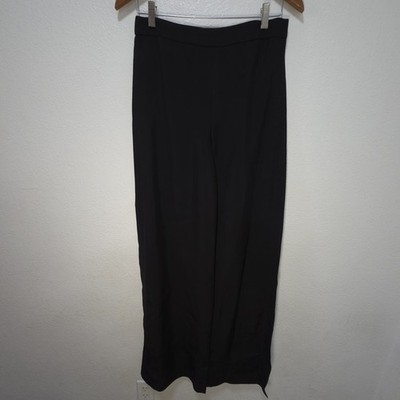 Rosetta Getty Black Pleat Wide Leg Dress Pants Pockets Open Legs Women s Size 6