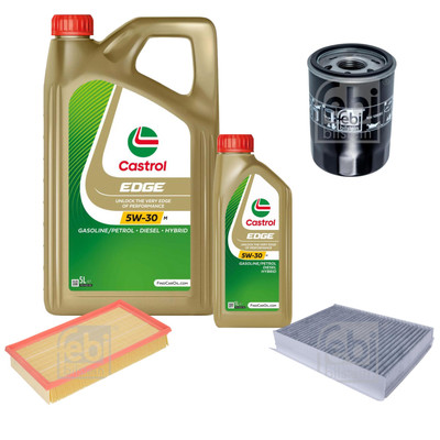 FEBI BILSTEIN Inspektionspaket 6L CASTROL EDGE 5W-30 M für Jaguar S-Type X200